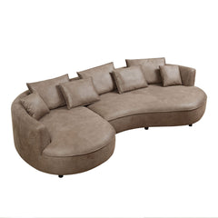 128.74 Inch Modern Sectional Curved Sofa Couch for Living Room,Leathaire Upholstered 5-Seat Sofa Couch, Technology Cloth Couch Set for Apartment Office,Brown