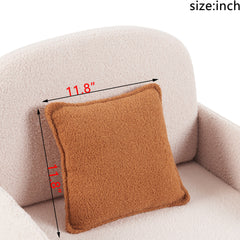 Furniture Style 2 in 1 Pet Friendly  Fluffy Fabric Sherpa Upholstered Leisure Armchair with Lumbar Pillow for Living Room Bedroom Home and Office, Cream White