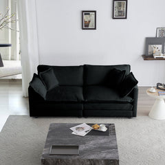 2 Seater Loveseat and Chair Set, 2 Piece Sofa & Chair Set, Loveseat and Accent Chair , 2-Piece Upholstered Chenille Sofa Living Room Couch Furniture(1+2 Seat ) ,Black Chenille