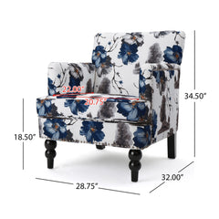 Club Chair with Tapered Birch Wood Legs, Multicolor