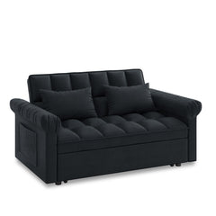 Loveseats Sofa Bed with Pull-out Bed,Adjsutable Back-Black