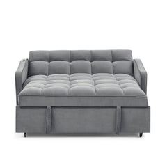 Loveseats Sofa Bed with Pull-out Bed,Adjsutable Back and Two Arm Pocket,TypeC and USB Charging with Copper nail,Grey (47'x53'x31')