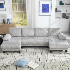 [VIDEO provided][New]U-Shaped Couch with Oversized Seat,4-Seat Sofa  with Double Chaise,Comfortable and spacious indoor furniture for Living Room,Apartment