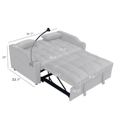 Modern Velvet Loveseat Futon Sofa Couch w/Pullout Bed,Small Love Seat Lounge Sofa with adjustable Reclining Backrest,Toss Pillows, Pockets,Furniture for Living Room,3 in 1 Convertible Sleeper Sofa Bed