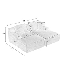 Compressible double chaise lounge - No Assembly Required, Fluffy Modern Sleeper Loveseat for Indoor Living Room Bedroom Reading