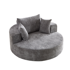 55''L Chenille Foam Single Swivel Chair, Fluffy Modern Sleeper, 360 Degree Swivel Chair for Living Room, Bedroom, Lounge and Projection Room