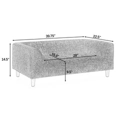Modern Rectangular Pet Sofa with Backrest and Armrests for Small and Medium Dogs, Soft Cushion - Blue Linen