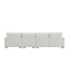 Modern Oversized L-Shaped Sectional Sofa with Chaise and Free Pillows, Chenille Upholstery, 119*55'