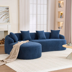 Full Compression Sponge Navy Blue Modular Chenille L-Shape Sectional Sofa with High-Density Foam,99'L, Spacious and Comfortable