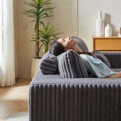 87' Oversized Sectional Lounge Chaise ,No Assembly Required,Cloud Plush Loveseat with Reclining Sofa Bed,Fluffy Modern Sleeper Chair for Indoor Living Room Bedroom