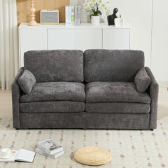 68.1' Cozy Upholstered Loveseat Sofa with Double Cushion Design, Grey Chenille