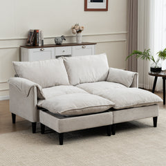 Convertible Combination Sofa, Sofa U-Shaped, Sofa with Footstools with Storage, Beige Sofa for Living Room, Living Room/Bedroom/Office/Small Space 2-Seater Combination Sofa - Beige