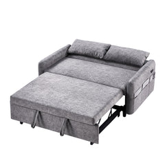 Contemporary Grey Pull Out Sleep Sofa Bed Loveseat with Adjustable Backrest, Storage Pockets, USB Ports and 2 Soft Pillows