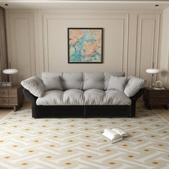 74.8' Queen Pull Out Sofa Bed, 3-in-1 Convertible Sleeper Tufted Sofa with 2 Soft Pillows,Multi-Functional Velvet Loveseat Bed,Grey(New Sku:W1885S00170/W1885S00218)