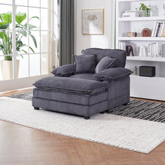 56.3 Inch Corduroy single sofa With  2 toss pillows and a ottoman ,Comfy Sofa- Deep Seat Couch for Living Room