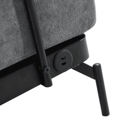 Modern Loveseat Sofa 59' Sofa Couch 2-Seater with USB Ports, Unique Cylindrical Armrests, Grey Chenille