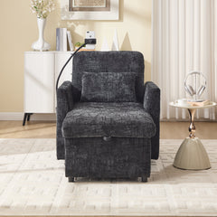 Multifunctional Lazy Person Sofa Recliner with Storage Backrest and Cell Phone Bracket in Chenille for Living Room or Bedroom