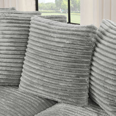 Corduroy Tufted Upholstered Sleeper Sectional Sofa, L-Shaped Modular Convertible Sofa , Can freely change the position of the footrests-Gray(Assembly is required)