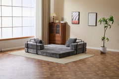 Floor Couch,Compression Sofa,Convertible Floor Sofa Bed-with Pillow Back Support Armrest,Comfy Futon Couch Lounge Sleeper Bed,Chenile fabric,for Living Room Bedroom (DARK-GREY)