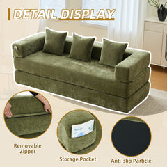 UNITED WE WIN Folding Sofa Bed with Pillows - Convertible Chair Floor Couch & Sleeping Mattress - Foldable Memory Foam Sleeper for Living Room/Dorm/Guest Room/Home Office/Apartment/Upstairs Loft