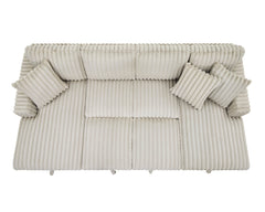 U Shaped Sleeper Sofa, 122 inch Overisze - 2 in 1 Pull Out Bed, Sectional Sleeper Sofa with Double Storage Chaise for Living Room, Rabbit plush Corduroy Fabric Couch, Khaki