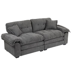 84' Chenille Sofa Small Sofa Loveseat Deep Seat Sofa Couch with 2 Throw Pillows & Memory Foam for Living Room Apartment Office Lounge-Grey