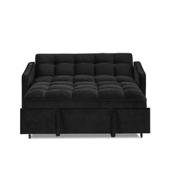 Loveseats Sofa Bed with Pull-out Bed,Adjsutable Back and Two Arm Pocket,TypeC and USB Charging with Copper nail,Black (47'x53'x31')