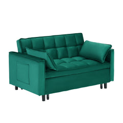 55-inch Green velvet sofa bed, elegant and convenient, with storage pockets, cleverly interpreting the three-in-one conversion