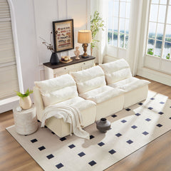 Single Chair Sofa Lounge Chair With Backrest Fully Compressed Sofa Suitable For Living Room, Bedroom, Polyester,ORANGE, WHITE