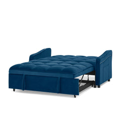 Loveseats Sofa Bed with Pull-out Bed,Adjsutable Back and Two Arm Pocket,TypeC and USB Charging with Copper nail,Blue (47'x53'x31')