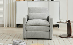 Cozy Upholstered Armchair Oversized Comfy Cloud Sofa Double Cushion Single Sofa in Light Grey Chenille, 31.9'