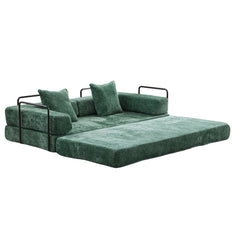 Floor Couch,Compression Sofa,Convertible Floor Sofa Bed-with Pillow Back Support Armrest,Comfy Futon Couch Lounge Sleeper Bed,Chenille fabric,for Living Room Bedroom (dark green)