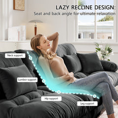 3-Seater Sectional Sofa Modular Deep Seat Sofa Couch , Chenille Sofa Soft Comfy Upholstered Furniture for Living Room, Apartment, Studio, Office,Chenille Gray