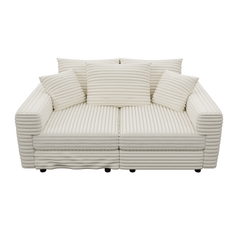 82.7 ' Plush Corduroy 3-Seat Sofa, Modern Comfy Upholstered Sofa Cloud Couch, Deep Seat Couches with Soft Pillows and 2 Ottomans, Convertible Sofa Lounge Chair, for Living Room,Apartment,Office,Beige