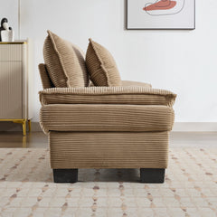 Corduroy Sofa Sleeper Couch Loveseat Sofa with Pillows Comfy Upholstered Deep Seat Sofa for Bedroom,Living Room,Apartment,Office,Dorm-Khaki Corduroy