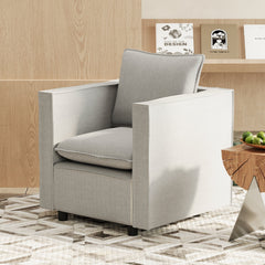 Decorative chair, comfortable gray single sofa chair, soft breathable seat cushion, soft cushion armchair, modern comfortable sofa chair in bedroom/corner/reading room