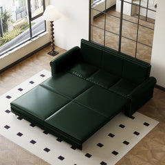 93.7 ' Pull Out Sofa Bed, 3-in-1 Faux Leather Convertible Sleeper Sofa with Nailhead Trim & Rolled Arm,Multi-Functional Sofa Bed for Living Room,Bedroom,Apartment,Office