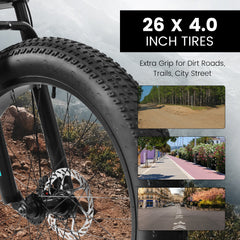 A26309 26 inch Mountain Bike,Full-Suspension 21 Speeds Drivetrain with Disc-Brake MTB Bicycle, 26*4' Fat tire Bike for Men