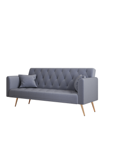 71-inch convertible love seat sofa, American vintage grey velvet material, suitable for small living room, bedroom, office