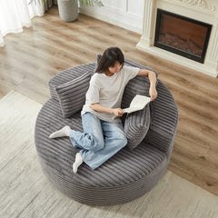 55''L Corduroy Sponge single sofa,No Assembly Required,Fluffy Modern Sleeper Chair for Living room, Bedroom, Lounge and Projection Room(Not a swivel chair.)