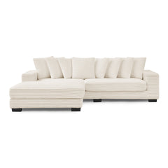 Corduroy Tufted Upholstered Sleeper Sectional Sofa, L-Shaped Modular Convertible Sofa , Can freely change the position of the footrests-Beige(Assembly is required)