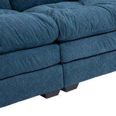 84' Chenille Sofa Small Sofa Loveseat Deep Seat Sofa Couch with 2 Throw Pillows & Memory Foam for Living Room Apartment Office Lounge-Blue