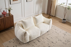 Giant Bean Bag Couch for Adults, Ultra Soft Fluffy Loveseat Bean Bag Sofa, Oversized Chase Lounge Chair Indoor for Living Room Bedroom, No Assembly Required Cozy Reading Chair with Pillows, White