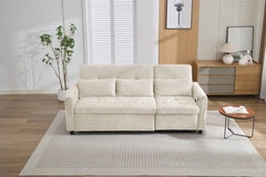 Beige 2-in-1 82' Three-seater Sofa with Pull-out Bed and Reversible Recliner, Chenille Upholstery