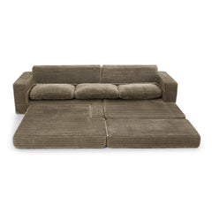 Right sofa seat,L shape Modular Sectional Sofa, Compressed Sectional Sofa Modern Minimalist Style Corduroy Couch,Unfold into a bed, Bedroom, Comfy Compressed Sofa Couch Space-Efficient Design-Brown
