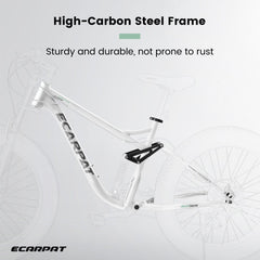 A26309 26 inch Mountain Bike,Full-Suspension 21 Speeds Drivetrain with Disc-Brake MTB Bicycle, 26*4' Fat tire Bike for Men white