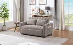 Convertible Sofa Bed Loveseat with USB Ports, Side Pockets, Cup Holders & Swivel Phone Holder, Light Grey Bella Fabric
