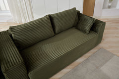 Compression Sectional Couch with Comfy Chaise, Boneless L Shape Sofa with Deep Seat, Minimalist Modular Couches Sleeper for Living Room Bedroom Apartment Lounge,corduroy,Green