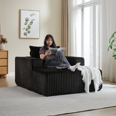 62.5-Inch Corduroy Sponge Sofa Lounge Chair,No Assembly Required,Fluffy Modern Sleeper Chair for Indoor Living Room Bedroom