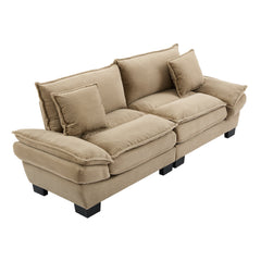 Corduroy Sofa Sleeper Couch Loveseat Sofa with Pillows Comfy Upholstered Deep Seat Sofa for Bedroom,Living Room,Apartment,Office,Dorm-Khaki Corduroy